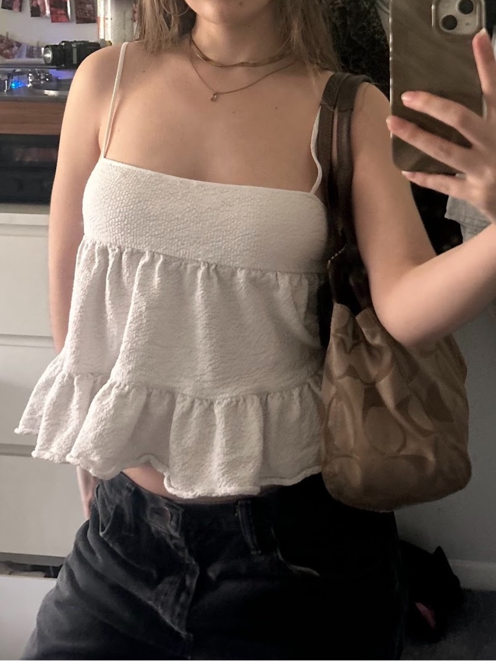 Urban Outfitters White Ruffled Tank